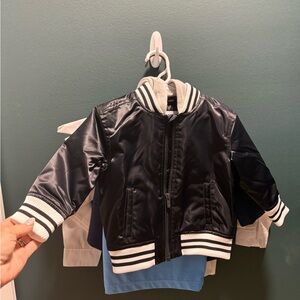Old Navy Kids Black Satin Bomber Jacket